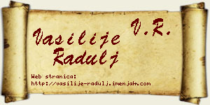 Vasilije Radulj vizit kartica